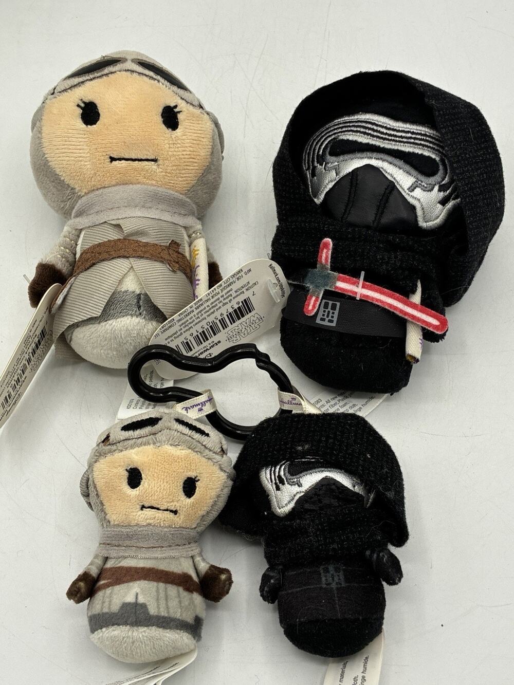 Lot 4 Hallmark Itty Bittys Star Wars Rey Kylo Ren Plush Mini Clip-On NWT